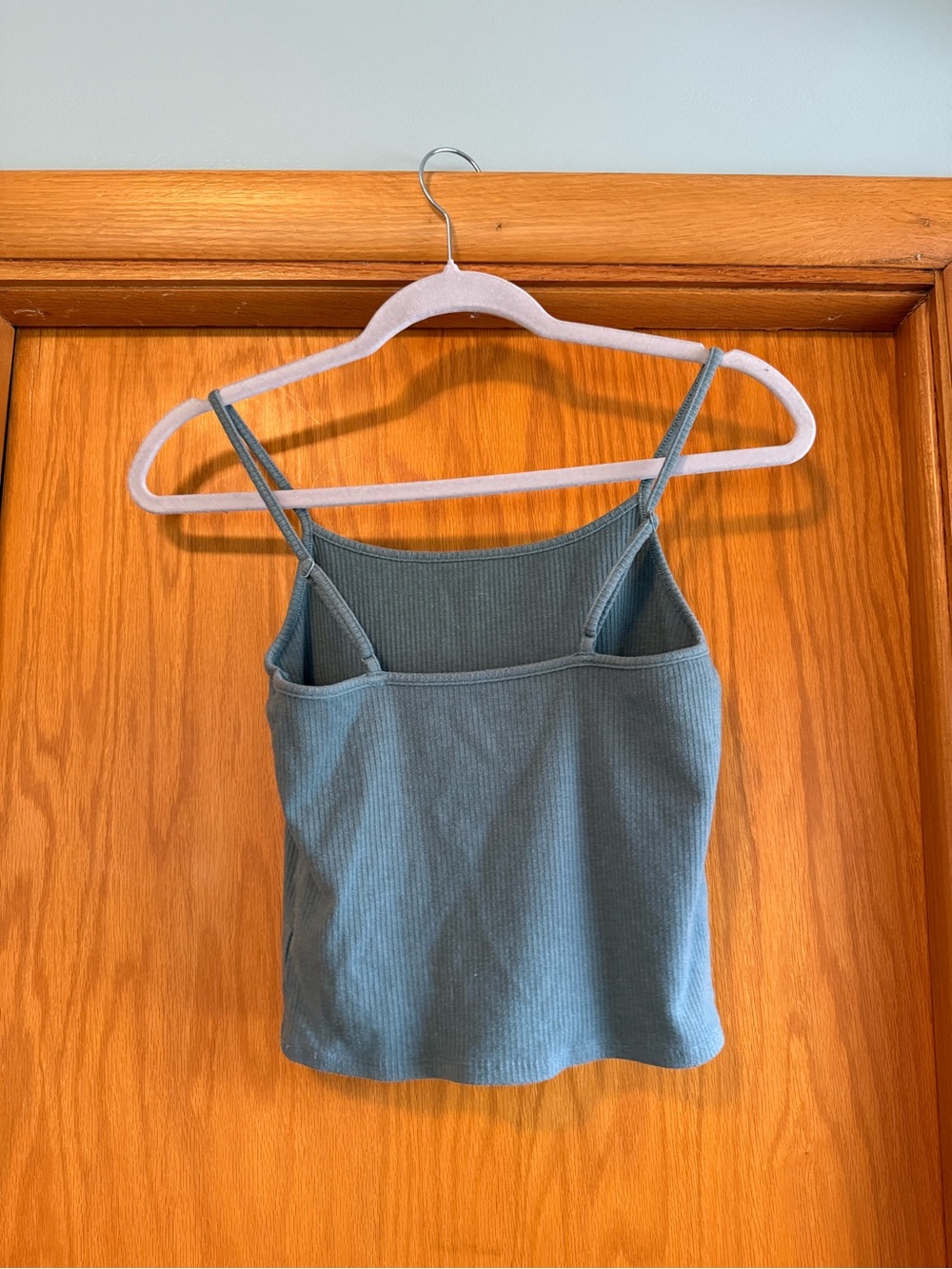 American Eagle Outfitters Ribbed Spaghetti Strap Cami - Sage Green - Picture 2 of 3